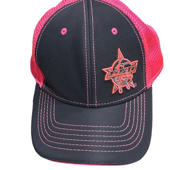 PBR Professional Bull Rider Hot Pink/Gray Logo Truckers Hat/Cap SnapBack Close - Picture 1 of 7